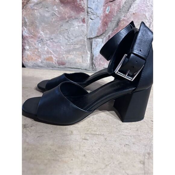Nordstrom Nolomita-Lea Black Open Toe Block Heel Buckled Sandals Size 7 - Picture 3 of 9